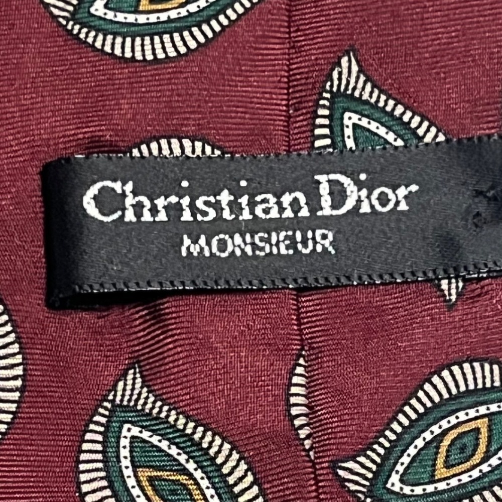 Christian Dior Monsieur Silk Necktie Burgundy Paisley Made in Italy